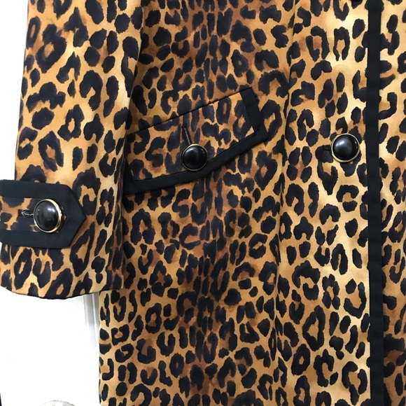 Reversible Black Cheetah Print Coat Jacket Jones New York Oversized Small S/M - Picture 10 of 14